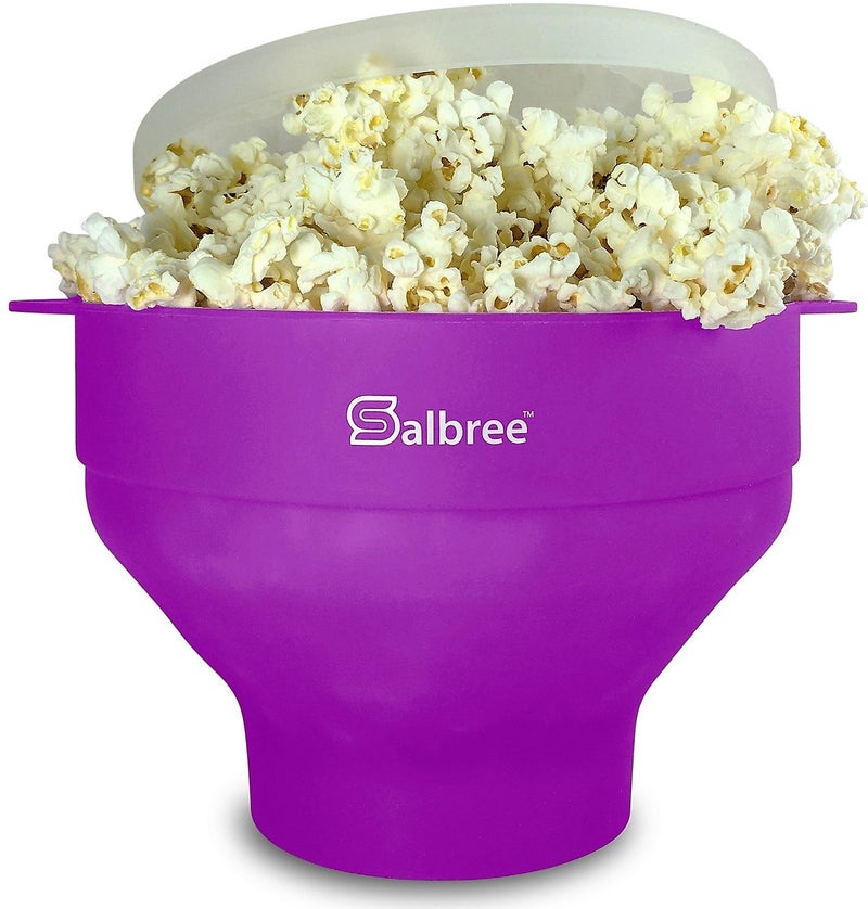 The Original Salbree Collapsible Silicone Microwave Popcorn Popper Maker Machine Microwavable Bowl Holds 16 Cups Uses Hot Air and Oil Always Optional  The Most Colors Available Purple