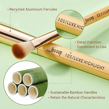 Jessup Brand 20pcs Beauty Bamboo Professional Makeup Brushes Set Make up Brush Tools kit Foundation Powder Brushes Eye Shader T145 - Image 4