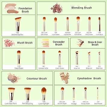 Jessup Brand 20pcs Beauty Bamboo Professional Makeup Brushes Set Make up Brush Tools kit Foundation Powder Brushes Eye Shader T145 - Image 5