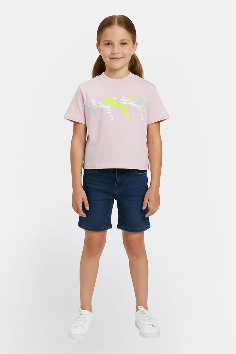 PUMA Kids Girl Sportswear Fit Short Sleeve Outdoor T-Shirt, Pink - Image 1