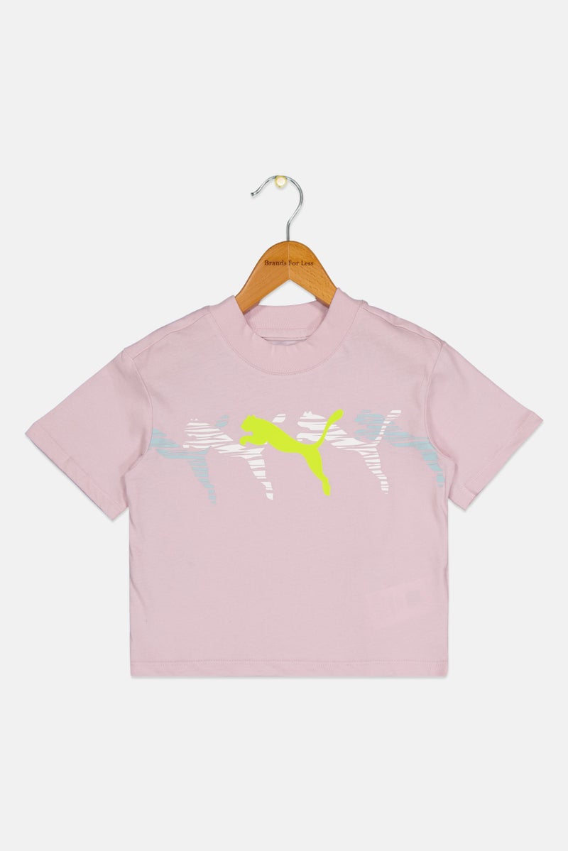 PUMA Kids Girl Sportswear Fit Short Sleeve Outdoor T-Shirt, Pink - Image 2