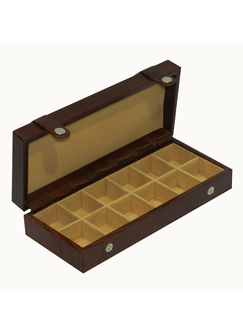 LAVERI LEATHER Laveri Cufflink Storage Display Box with Ring Holder Showcase for Store Display, Jewelry Show & Home ~ Jewelry Tray Organizer  - Image 4
