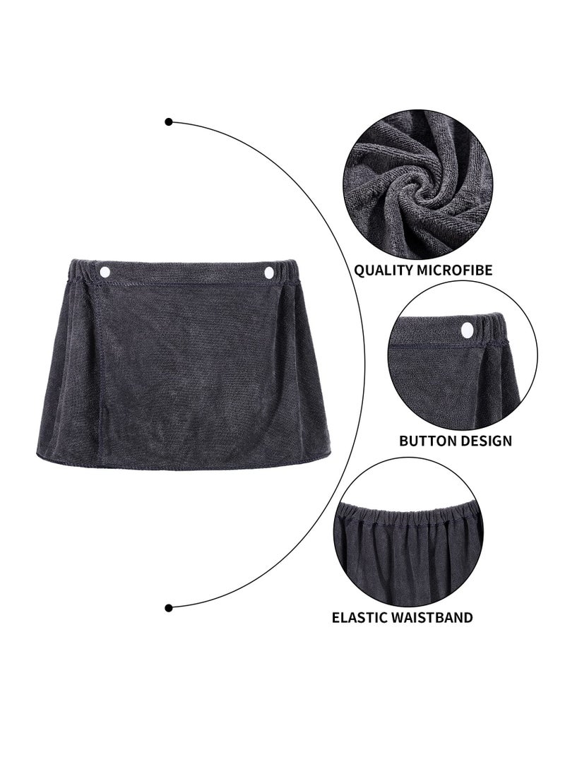 Excefore - Towel Pants, Wearable Bath Towel Wrap for Men and Boys, 2 Pack, Soft Microfiber After Shower Towel Wrap Short Pants with Snap Closure, Perfect for Bathroom, Pool, Beach, Spa, Sauna (Grey, White) - Image 1