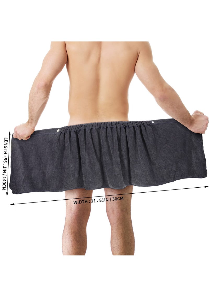Excefore - Towel Pants, Wearable Bath Towel Wrap for Men and Boys, 2 Pack, Soft Microfiber After Shower Towel Wrap Short Pants with Snap Closure, Perfect for Bathroom, Pool, Beach, Spa, Sauna (Grey, White) - Image 1
