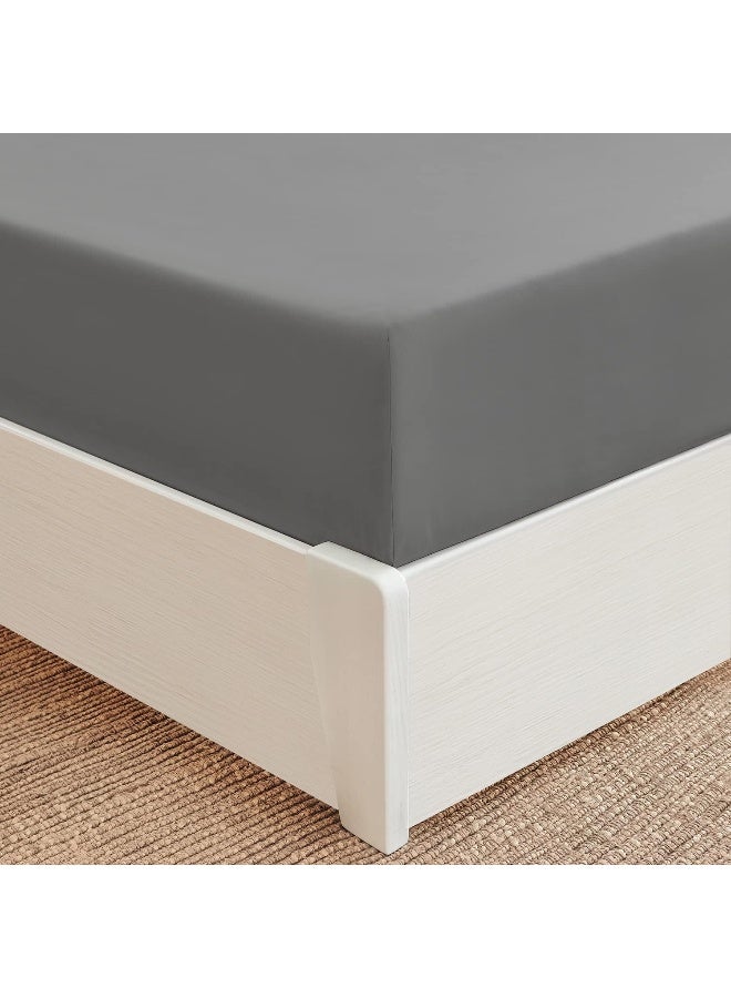 Mellanni California King Fitted Sheet  Iconic Collection Bedding Sheets with up to 16 inch Deep Pocket  Soft  Cooling  Fade  Stain Resistant  1 PC Cal King Gray - Image 4