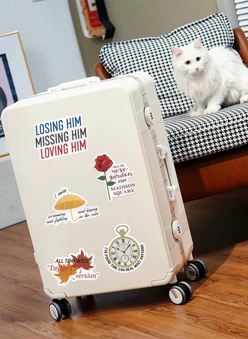 MKZ 100Pcs Album Folklore and Evermore Red Stickers, Waterproof Vinyl Stickers Decals for Laptop Water Bottle Bumper Luggage Computer Skateboard Snowboard. Gift... - Image 1