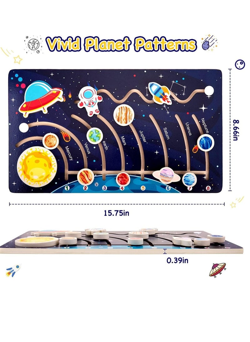 XICEN Kids Wooden Solar System Puzzles Toddlers Outer Space Planet Toys Preschool Learning Jigsaw Puzzle Montessori Educational Toys Busy Board Gifts for Boys Girls  - Image 5