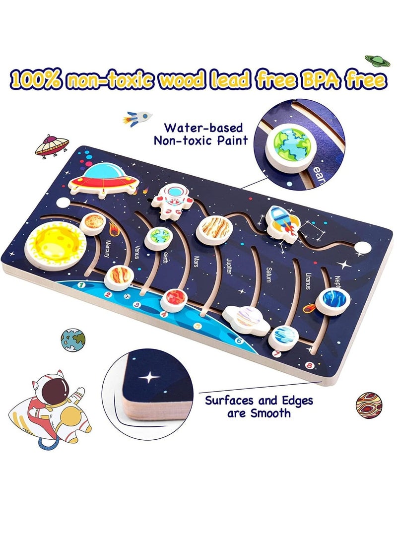 XICEN Kids Wooden Solar System Puzzles Toddlers Outer Space Planet Toys Preschool Learning Jigsaw Puzzle Montessori Educational Toys Busy Board Gifts for Boys Girls  - Image 4