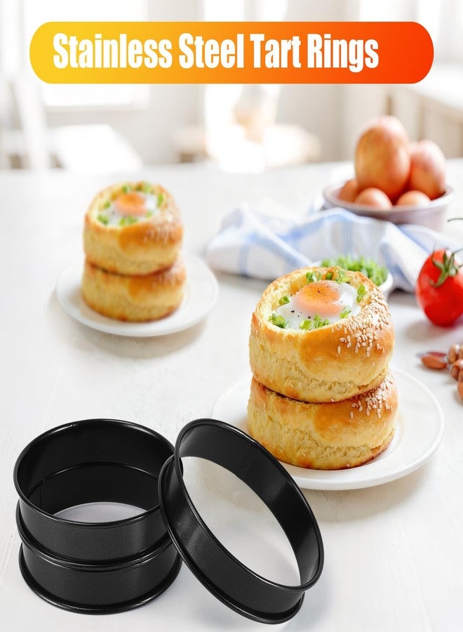 Loccmat 16 Pack Nonstick English Muffin Rings, Crumpet and Cookie Baking Rings, Stainless Steel Round Egg Pancake Tart Molds, 3.15 & 4 Inch, Double Size for Kitchen Baking - Image 3