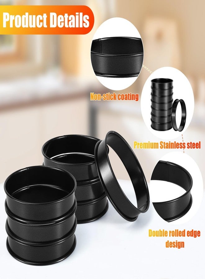 Loccmat 16 Pack Nonstick English Muffin Rings, Crumpet and Cookie Baking Rings, Stainless Steel Round Egg Pancake Tart Molds, 3.15 & 4 Inch, Double Size for Kitchen Baking - Image 4