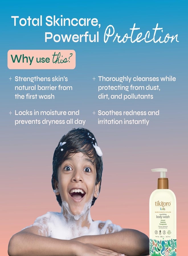 Tikitoro Kids Nourishing Body Wash | Pediatrician Approved | Vegan | Cleanses, Moisturizes & Nourishes Skin | Almond, Calendula, Pomegranate Extract | No Parabens & Sulphates, Age 4+ years (300ml) - Image 3