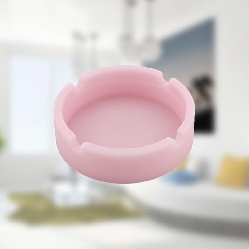 Pink Luminous Round Silicone Ashtray Heat Resistant Unbreakable Ash Container With 4 Slots - Image 4