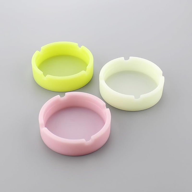 Pink Luminous Round Silicone Ashtray Heat Resistant Unbreakable Ash Container With 4 Slots - Image 3