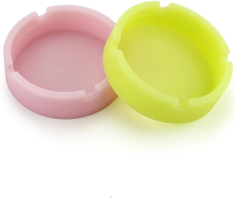Pink Luminous Round Silicone Ashtray Heat Resistant Unbreakable Ash Container With 4 Slots - Image 1