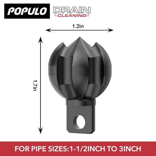 POPULO Drain Snake Attachment–Multi-Functional Cutter 1.2 Inch Diameter,Fits 1.5-3 Inch Pipes–Clears Scale,Tree Roots,and More – Compatible with POPULO and Other Leading Sewer Snake Machines - Image 3