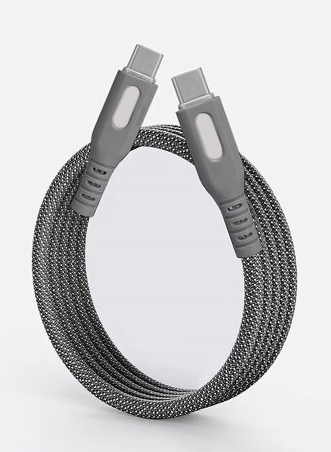 CATANES USB-C to USB-C Magnetic Charging Cable (1M) - PD Fast Charge, Detachable & Tangle-Free Design - Dark Grey - Image 2