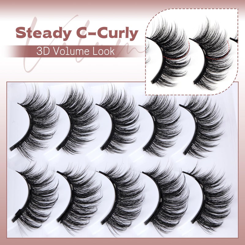 Newcally Magnetic Eyelashes with Eyeliner Kit Reusable Wispy Lashes Natural Look Magnetic Lashes Kit C-curly No Glue Needed 5 Pairs False Lashes with Magnetic Eyeliner & Tweezers - Image 2