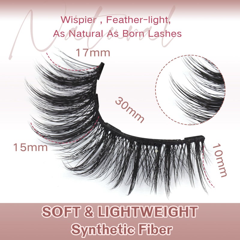 Newcally Magnetic Eyelashes with Eyeliner Kit Reusable Wispy Lashes Natural Look Magnetic Lashes Kit C-curly No Glue Needed 5 Pairs False Lashes with Magnetic Eyeliner & Tweezers - Image 5