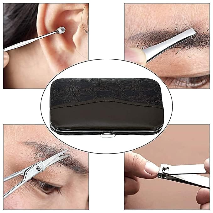 PARSE PERSONAL CARE PARSE PERSONAL CARE 7 in 1 Stainless Steel Manicure Kit Nail Cutter for Men Women Manicure Pedicure Kit with Grooming Kit Acne NeedleNail Filer Kit Nail Cutter Set with Leather Case - Image 5