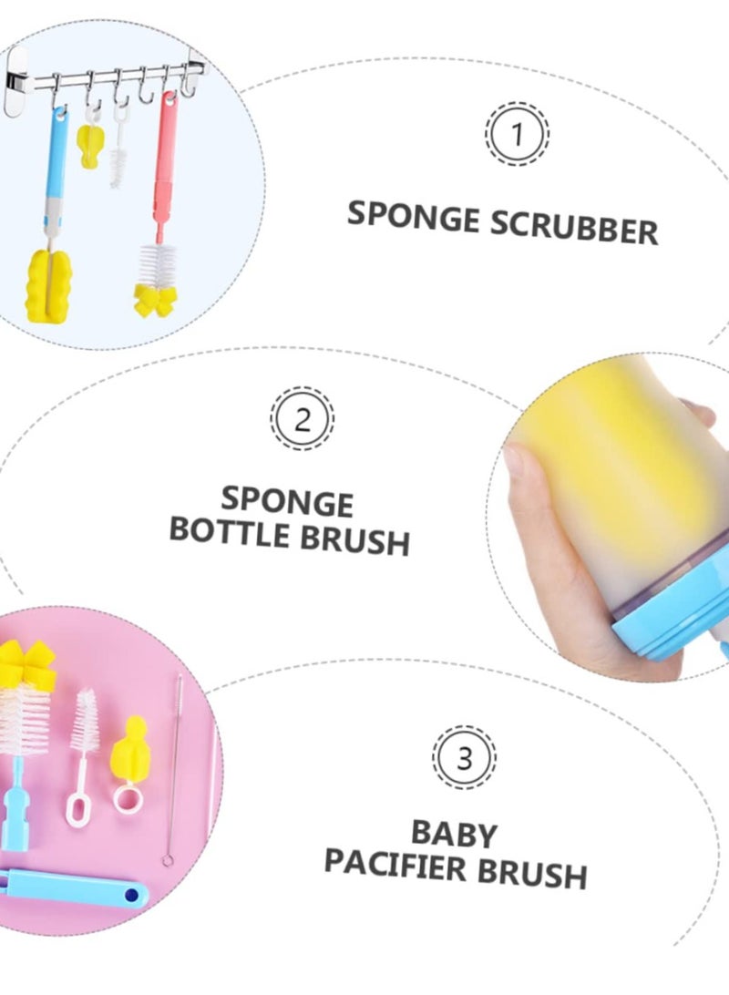 6 Piece Baby Bottle Cleaning Brush Set for Effective Scrubbing of Bottles, Jugs, and Pacifiers in Blue - Image 2
