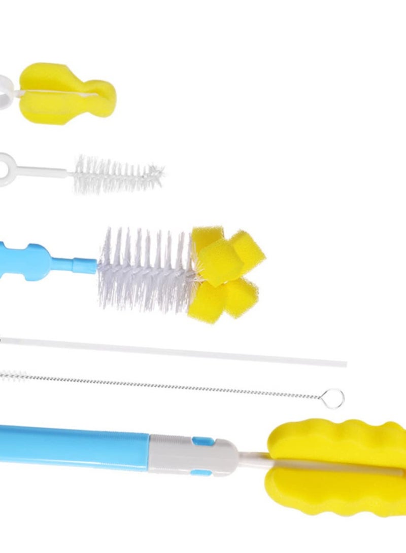 6 Piece Baby Bottle Cleaning Brush Set for Effective Scrubbing of Bottles, Jugs, and Pacifiers in Blue - Image 1
