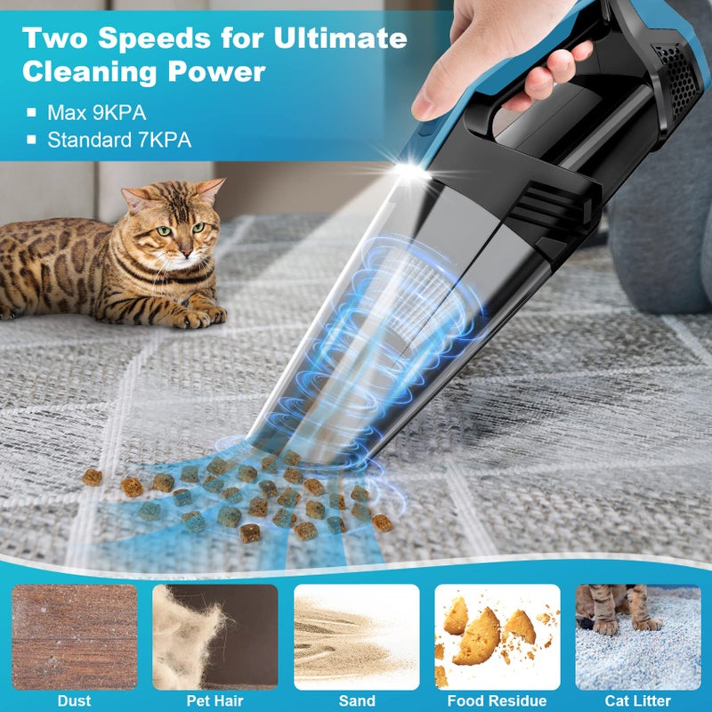 Blestan Cordless Car Vacuum Lightweight High Power Handheld Vacuum Cleaner with LED Light, Hand Vacuum for Car Home Office and Pet Hair, BlackBlue - Image 3