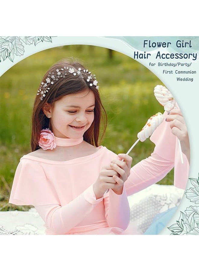 Flower Girl Headpiece, Flower Girl Hair Accessory Wedding Headpiece for Bride Princess Crown First Communion Hair Accessories for Girls - Image 4