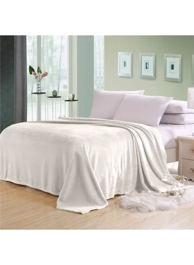 DANUBE HOME Mellow Kids Flannel Blanket 150x220cm Soft Warm Blanket Off White