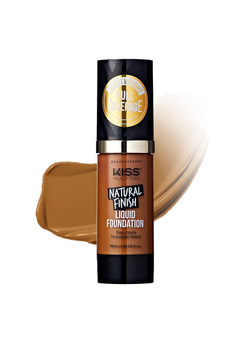 kiss new york - Kiss New York Professional Liquid Foundation - Lightweight and Hydrating Formula, Natural Finish, Control Shine, Cover Pores, Medium to Full Coverage, Green Tea Extract (Rich Mahogany) - Image 1