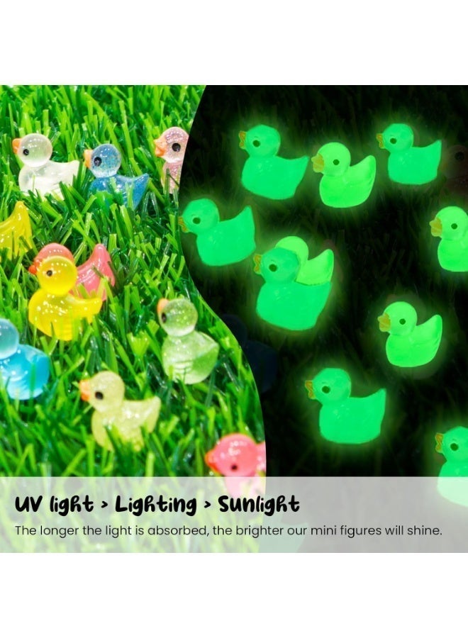 100 Pcs Mini Ducks Glitter Resin Figures, Glow In The Dark Tiny Duck Animals For Dollhouse, Aquarium, Fairy Garden Decor - Image 4