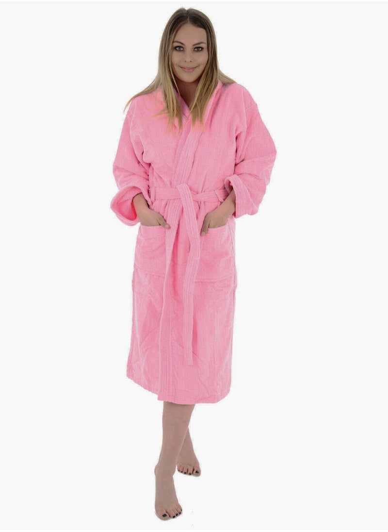 White Rose Pink Color Unisex Hotel Spa Terry Bathrobe 100% Cotton Dressing Bathrobe XL Size Nightwear  - Image 1