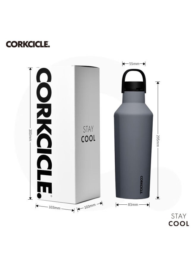 Corkcicle Cool Leather Sports Insulated Bottle Uni Large Capacity Thermal Car Outdoor Cycling Water Bottle Blue Gray 950ml