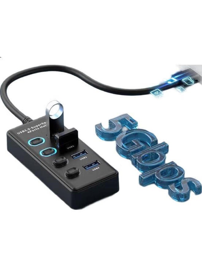 Union Star Ulinkstar Usb 3.0 Hub Splitter Dock 4 Ports 1M With Switch Control For Laptop Desktop Computer Extender Multi-Port Hub U304-1 - Image 2
