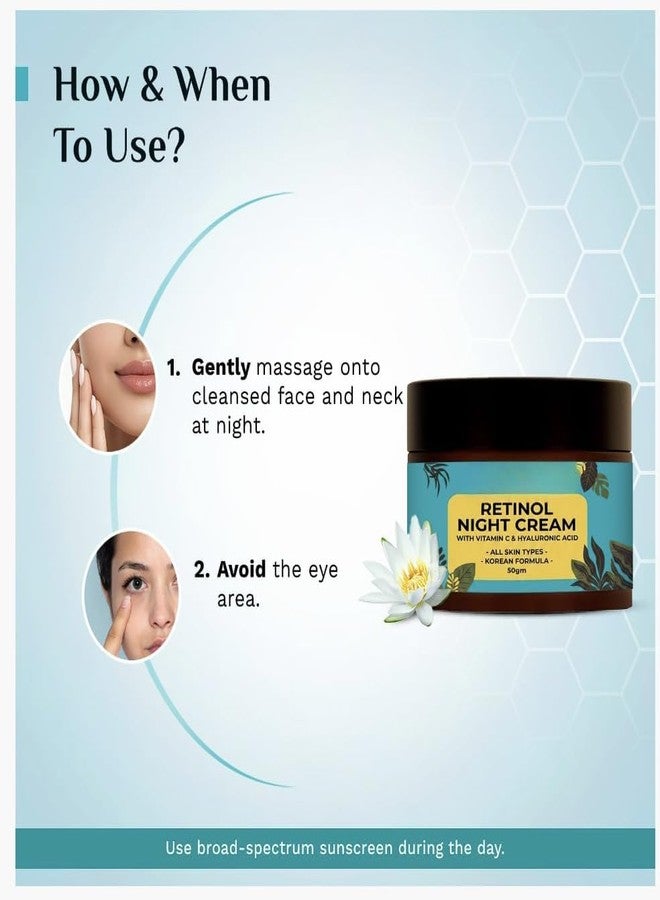 SYLVERA Retinol Night Cream for Face | With Vitamin C & Hyaluronic Complex | Korean Formula Night Moisturizer for All Skin Types | Skin Smoothing & Glow Care | 50g - Image 5