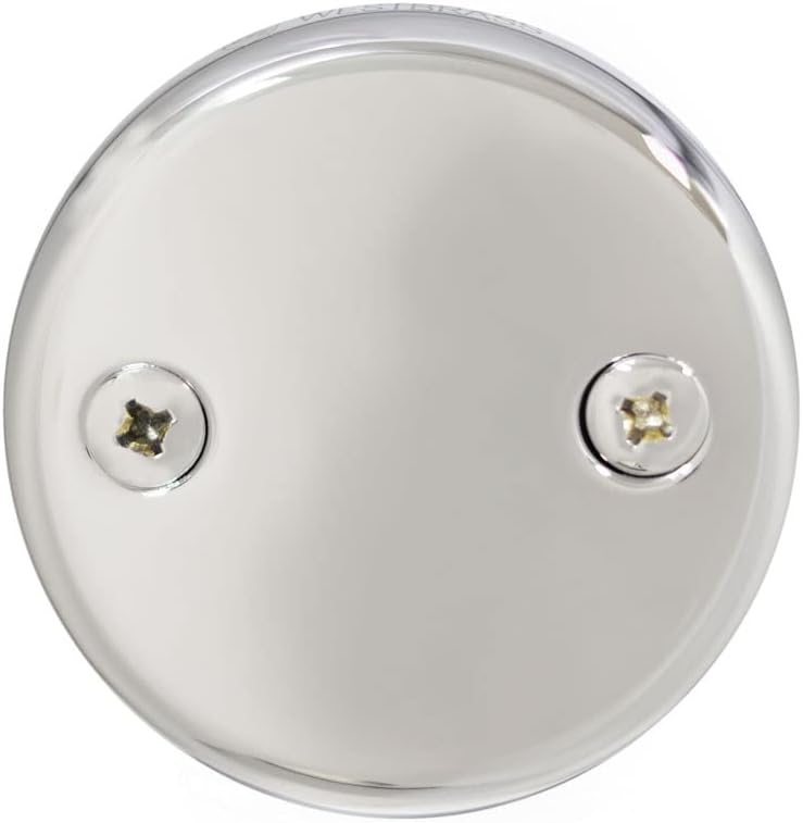 Westbrass A593244CP 14" x 1-1/2" White Tubular Bathtub Waste & Overflow Assembly with Tip-Toe Drain Plug and 2-Hole Faceplate, Polished Chrome - Image 5