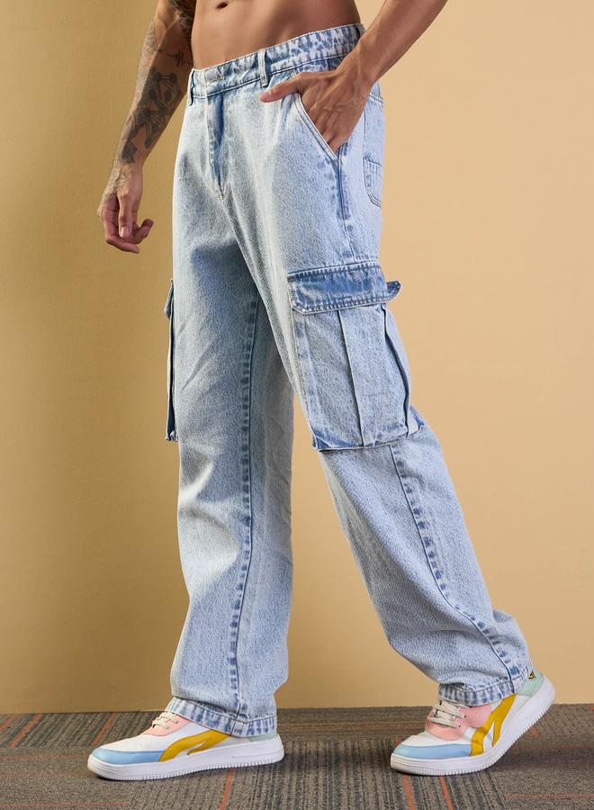 Mascln Sassafras Mascln Sassafras Mid Rise Washed Cargo Pocket Jeans - Image 3