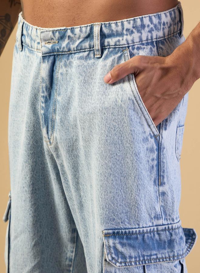 Mascln Sassafras Mascln Sassafras Mid Rise Washed Cargo Pocket Jeans - Image 4