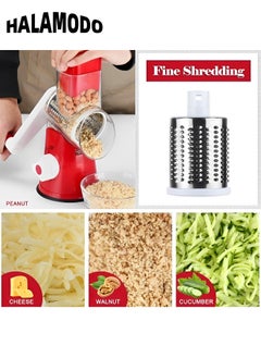 HALAMODO Rotary Cheese Grater Hand Crank with 3 Blades Kitchen Shredder Speed Mandolin Slicer Nut Grinder with Handle and Drum Blades for Cheese, Vegetable, Walnut, Chocolate, Potato, Carrot  - Image 4