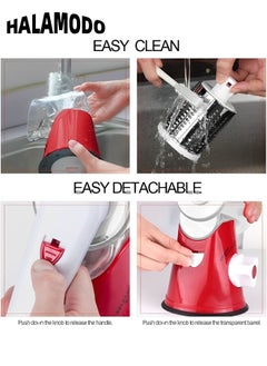 HALAMODO Rotary Cheese Grater Hand Crank with 3 Blades Kitchen Shredder Speed Mandolin Slicer Nut Grinder with Handle and Drum Blades for Cheese, Vegetable, Walnut, Chocolate, Potato, Carrot  - Image 5