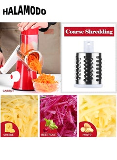 HALAMODO Rotary Cheese Grater Hand Crank with 3 Blades Kitchen Shredder Speed Mandolin Slicer Nut Grinder with Handle and Drum Blades for Cheese, Vegetable, Walnut, Chocolate, Potato, Carrot  - Image 2