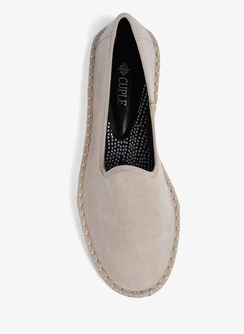 Cuple Light Grey Smart Casual Suede Loafers for Women | Best Price UAE