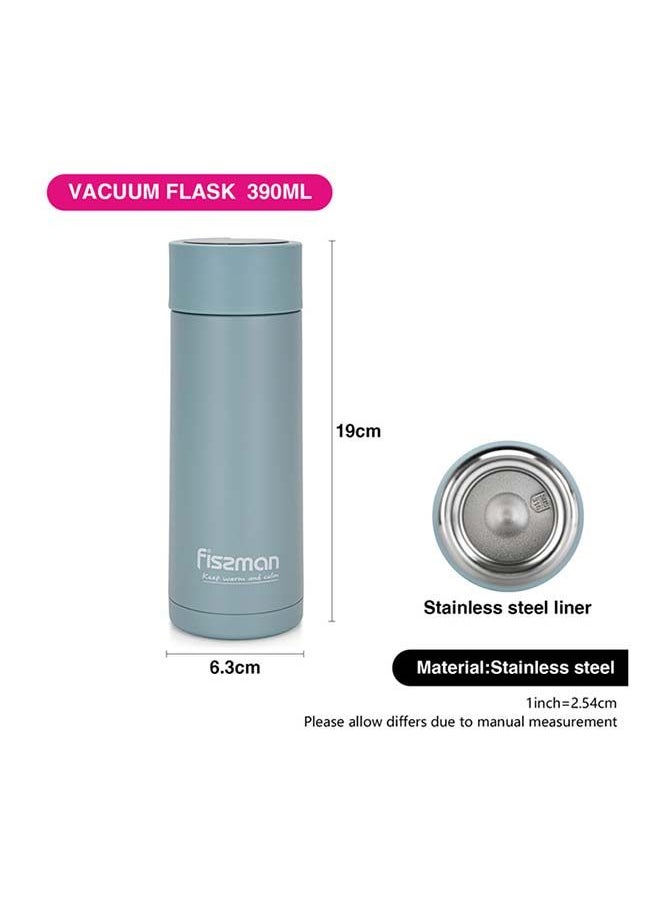 Fissman - Double Wall Vacuum Travel Mug Thermos for Tea Coffee Milk Water Stainless Steel Flasks Thermal Insulation For Hot And Cold 390ml Blue - Image 1
