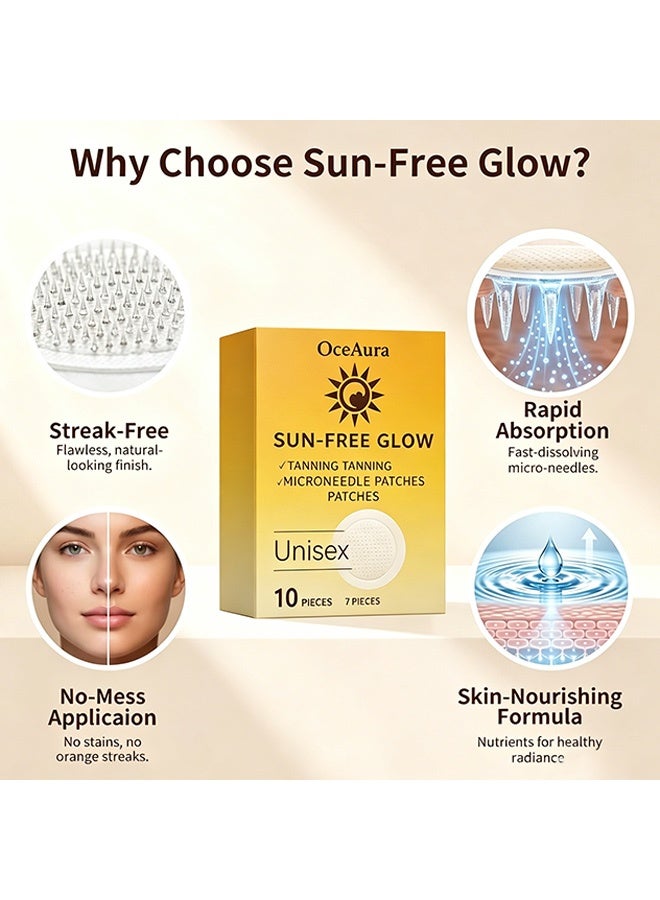 OceAura Sun-Free Glow Tanning Microneedle Patches, Unisex Self Tanner Sticker For Natural Bronzed Skin Tone, No Sun Exposure Local Body Tanning Care Patch,10Pcs - Image 2