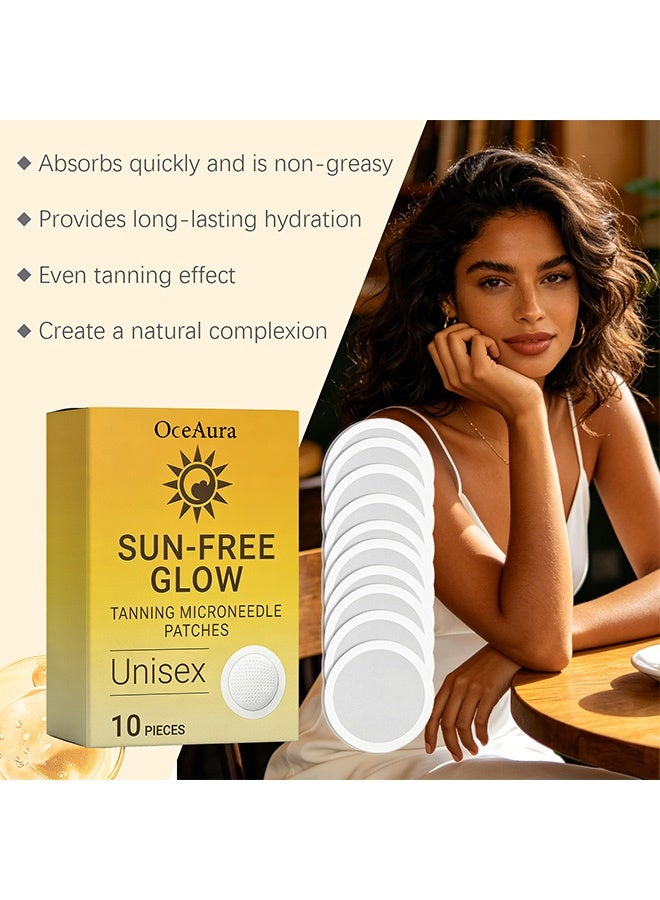 OceAura Sun-Free Glow Tanning Microneedle Patches, Unisex Self Tanner Sticker For Natural Bronzed Skin Tone, No Sun Exposure Local Body Tanning Care Patch,10Pcs - Image 5