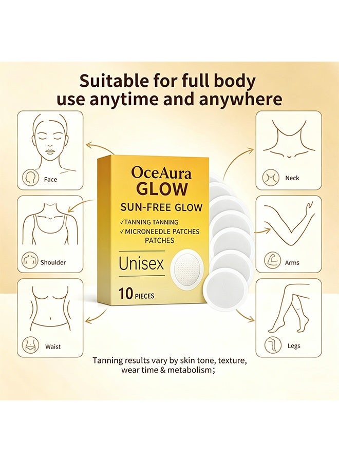 OceAura Sun-Free Glow Tanning Microneedle Patches, Unisex Self Tanner Sticker For Natural Bronzed Skin Tone, No Sun Exposure Local Body Tanning Care Patch,10Pcs - Image 3