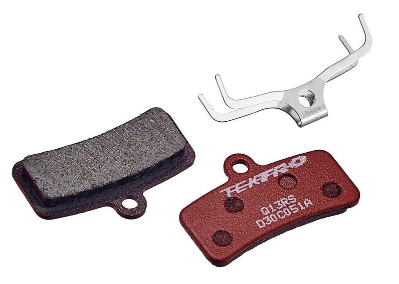 TEKTRO Q13RS Brake Pads - 4 Piston Resin - Pair - Red (BA4052) - Image 1