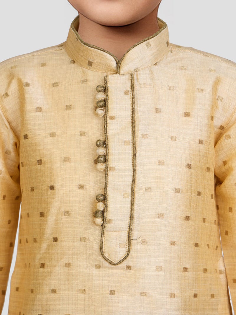 JBN Creation Boys' Gold Silk Blend Kurta and Pyjama Set_VASBK023GOnPRG_30 - Image 2