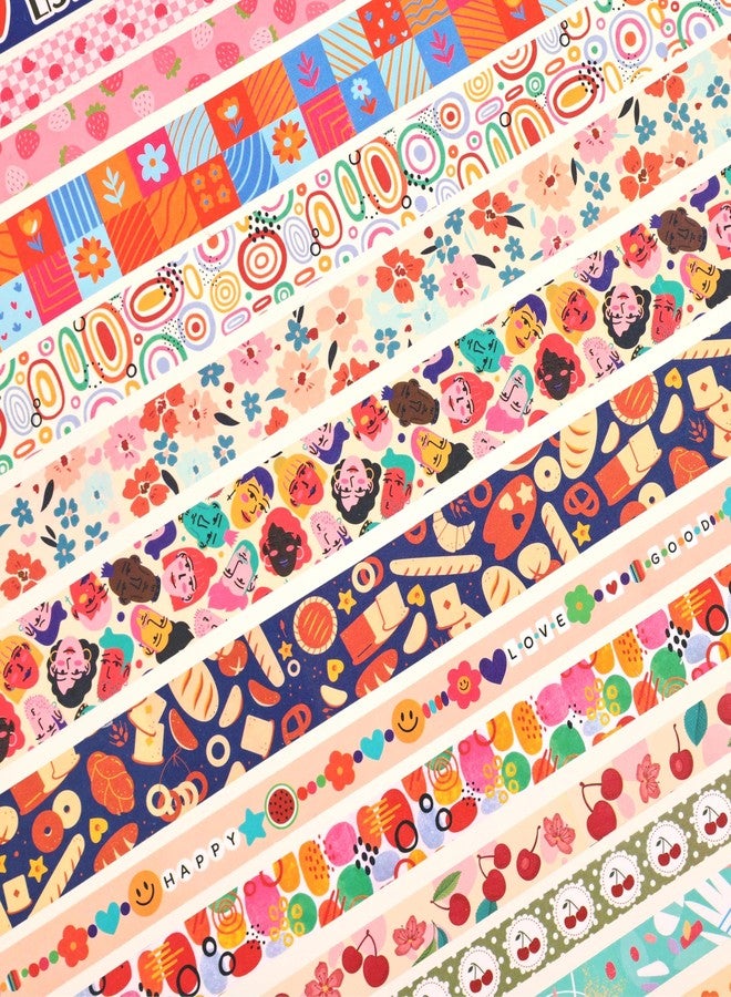 emmoolife Washi Tape 35 Rolls Set, Colorful Cute Floral Writable Decorative Tape, Scrapbooking and Bullet Journal, Junk Journal Supplies, DIY Planner Art, Width 5-30mm, Length 10ft/Roll - Image 5