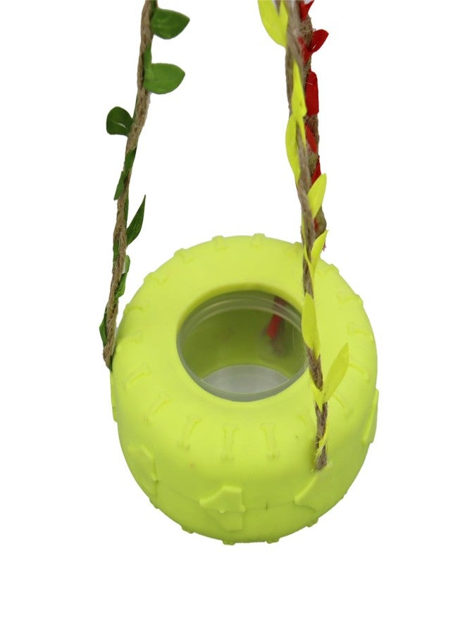 vomvomp Hermit Crab Swing with Feeder Dish Toy Hermit Crab Climbing Toy Lizard Tire Swing Toy with Braided Natural Twine Rope for Crabs Jumping Spider Spoods Hide - Image 3