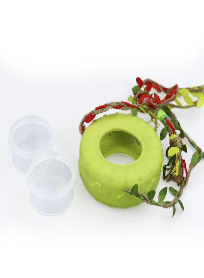 vomvomp Hermit Crab Swing with Feeder Dish Toy Hermit Crab Climbing Toy Lizard Tire Swing Toy with Braided Natural Twine Rope for Crabs Jumping Spider Spoods Hide - Image 2